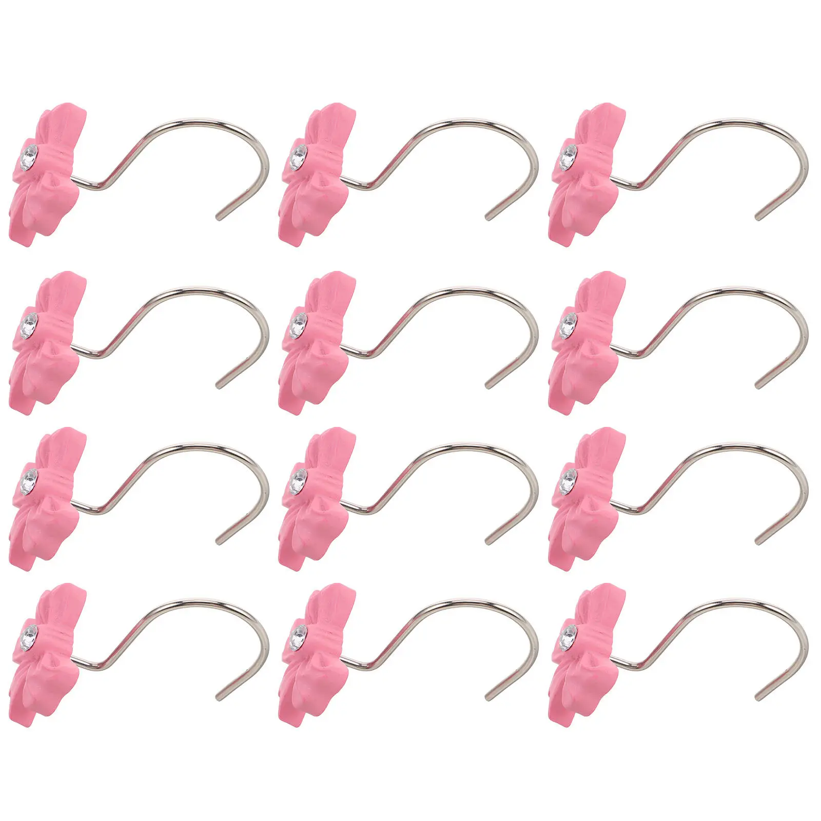 12Pcs Bow Knot Decorative Holder Decor Shower Curtain Hooks For For Bath Bathroom Christmas Decor Resin Drapes