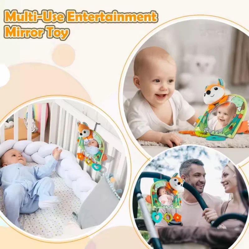 Lindo espejo retrovisor de animales para bebé, adornos de cochecito, juguetes de seguridad para asiento de coche para niños pequeños, regalo relajante