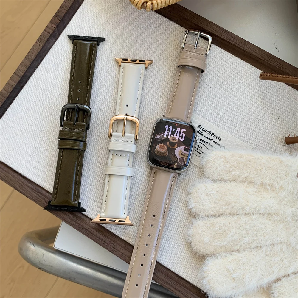 ساعة أبل جديدة من الجلد الملون لساعة أبل 38 40 42 44 45 46 49 مللي متر سلسلة 11 10 9 8 7 5 4 3 سوار الترا #3