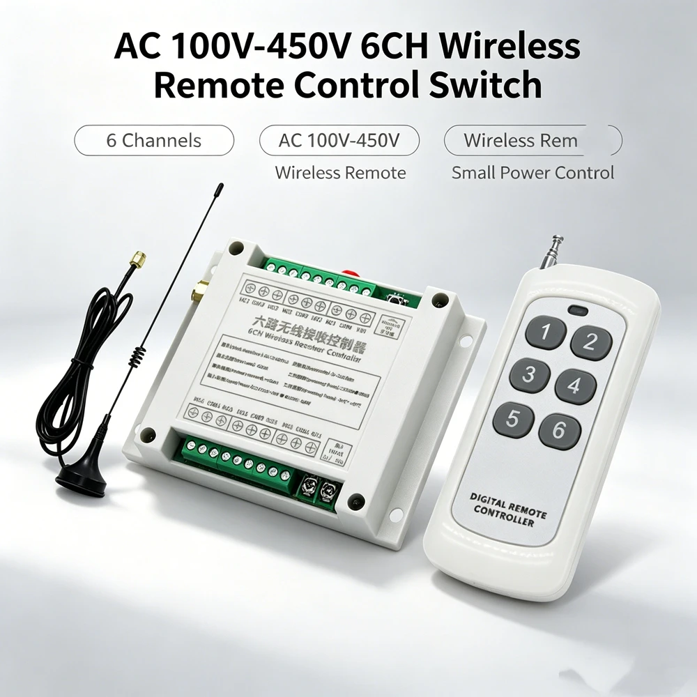 6-Channel RF Remote Control Switch AC100V 220V 240V for Lighting Ventilation Fans And Vehicle Lifting Equipment