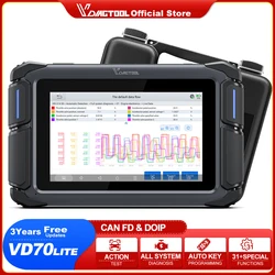 2024 VDIAGTOOL VD70lite VD70 herramientas de escaneo de diagnóstico de coche todo el sistema programador de llave de escáner bidireccional automotriz 31 + reinicio DOIP