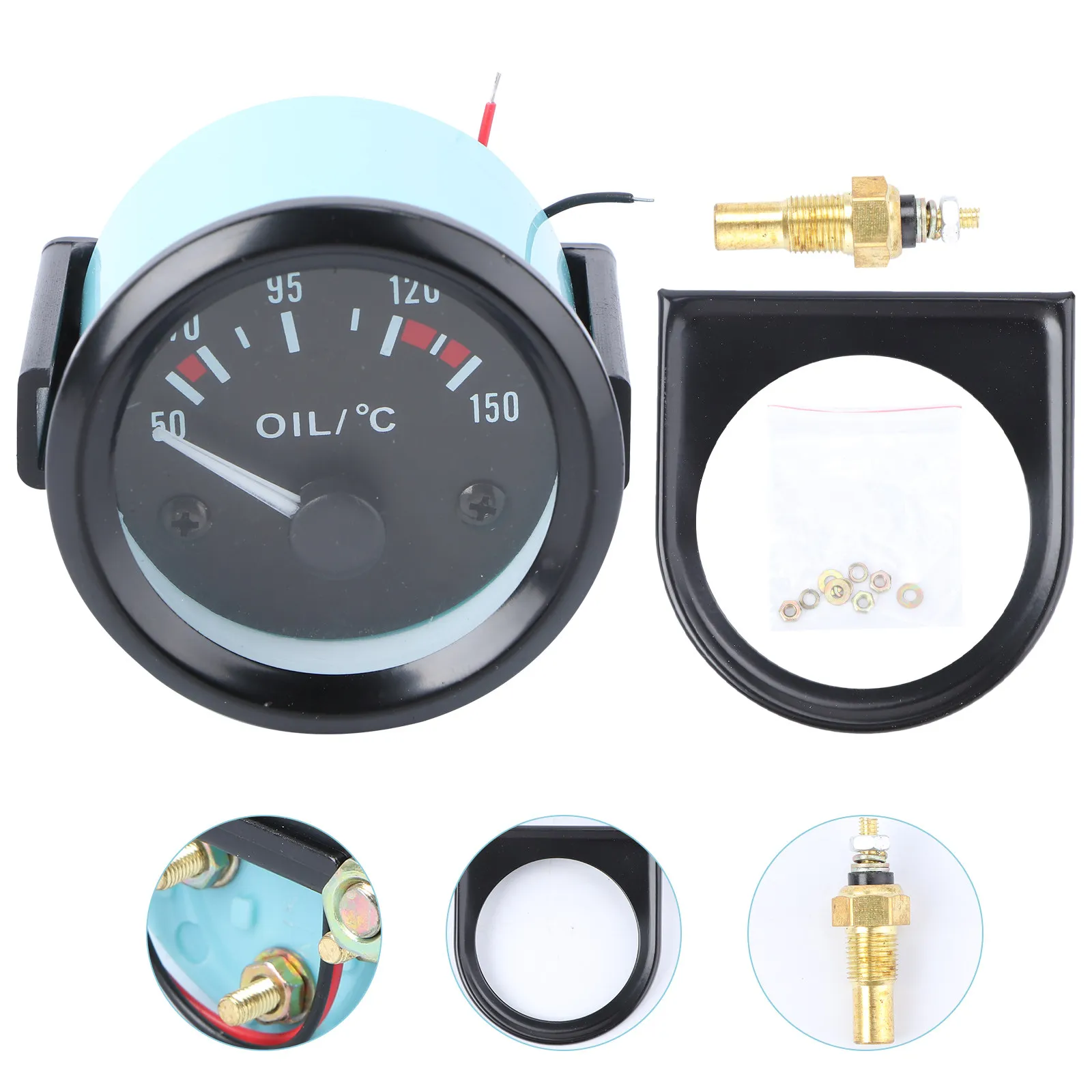 52Mm Temperature Gauge Universal for 12V Car Stainless Steel Celsius Table 50-150 Degree LED Light Gauge with Bracket