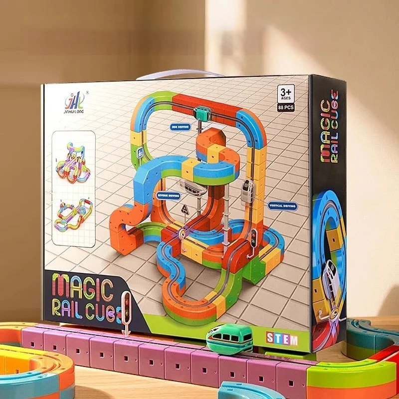 

Детские развивающие электрические магнитные левитационные поездные трековые кубики 3d мальчик Diy магнитная сборка игрушки поезд автомобиль рождественские подарки