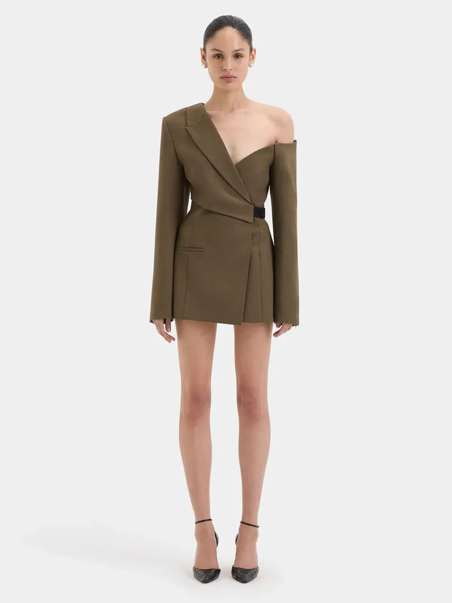 

Женский осенний новый элегантный топ Ele Slimming Suit Jaet с открытыми плечами и эффектом утяжки талии