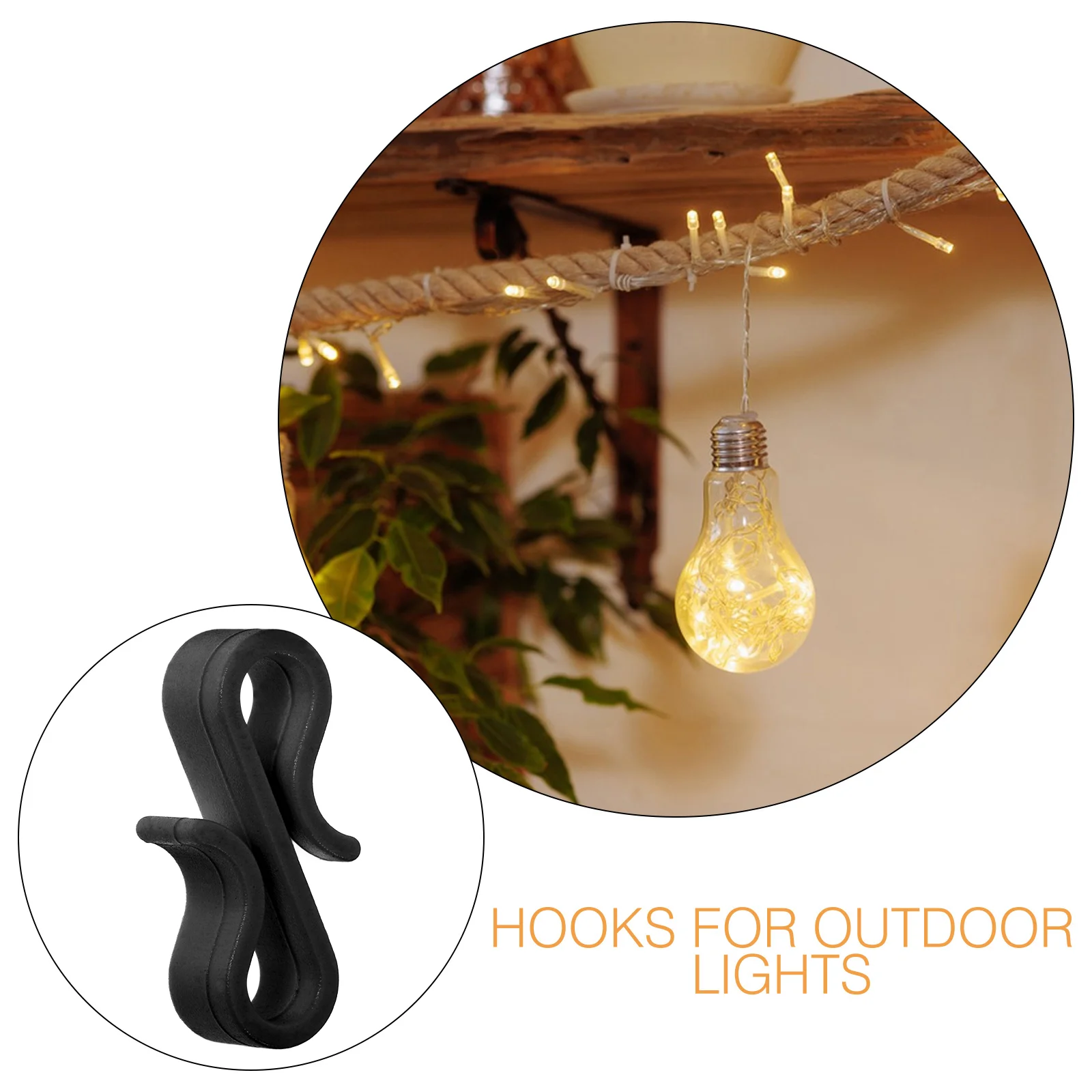 50 Pcs Christmas Lights Lamp Clip Hook Clips for outside Holiday Gutter Hanger Hooks Ordinary Patio Black Outdoor