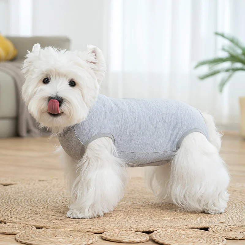 New Zippered Pet Recovery Suit, Elastic Post-Spay Dog Clothes for Small Dogs, Anti-Lick Cat Surgery Shirt