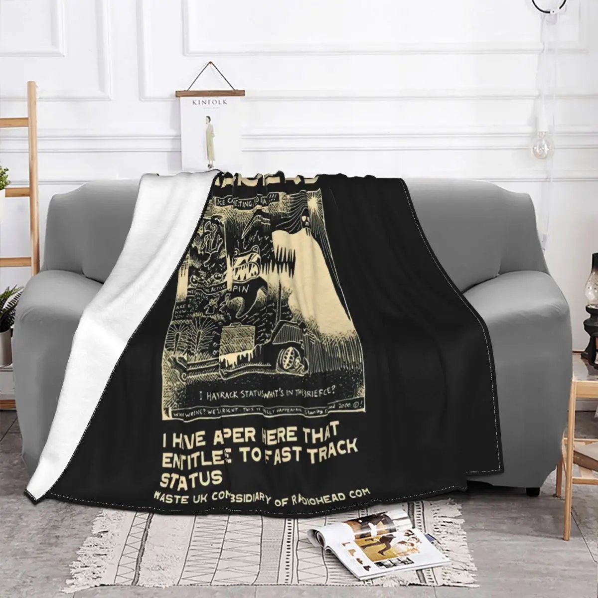 W A S T E Radiohead 2001 I Ten Ho Paper Uk Medium Size Spin Boy Low Price 3D Man Geek Throw Blanket