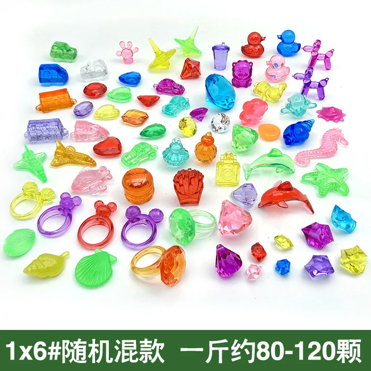 Camal 10pcs DIY Acrylic Decorative Ring Shaped Colorful Ornament Children's Amusement Park Child Cartoon Toy Gemstone Decoration