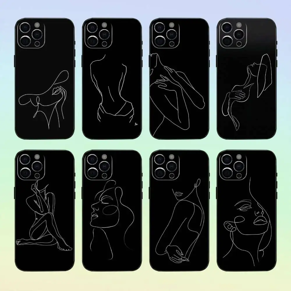 

Sexy Line Minimalist line drawing Phone Case Silicone Soft For IPhone 17 16 15 14 13 12 11 Black Soft Silicone case