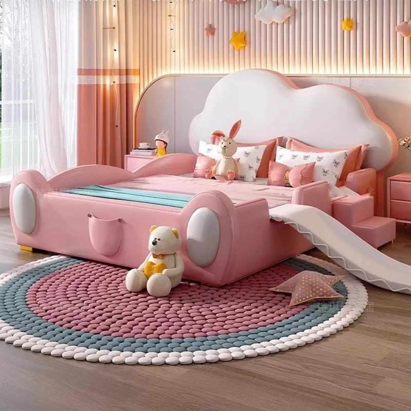 

Nature Wooden High Bed Double Nordic Princess Bedframe Frame Children Bed Girl Modern Sleeping Muebles Para Dormitorio Furniture