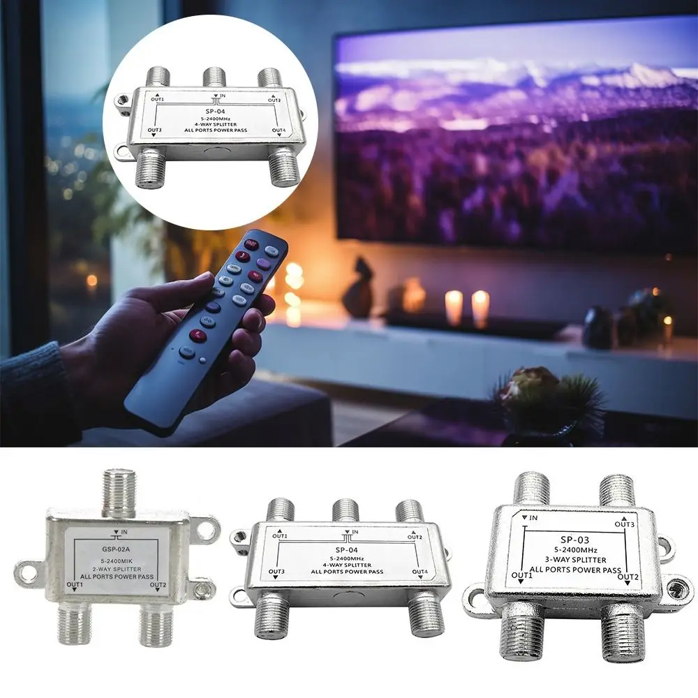 5 to 2400MHz 2/3/4 Way TV Antenna Satellite Splitter Coaxial Cable Antenna Cable Signal Splitter F-type Socket Female Connector