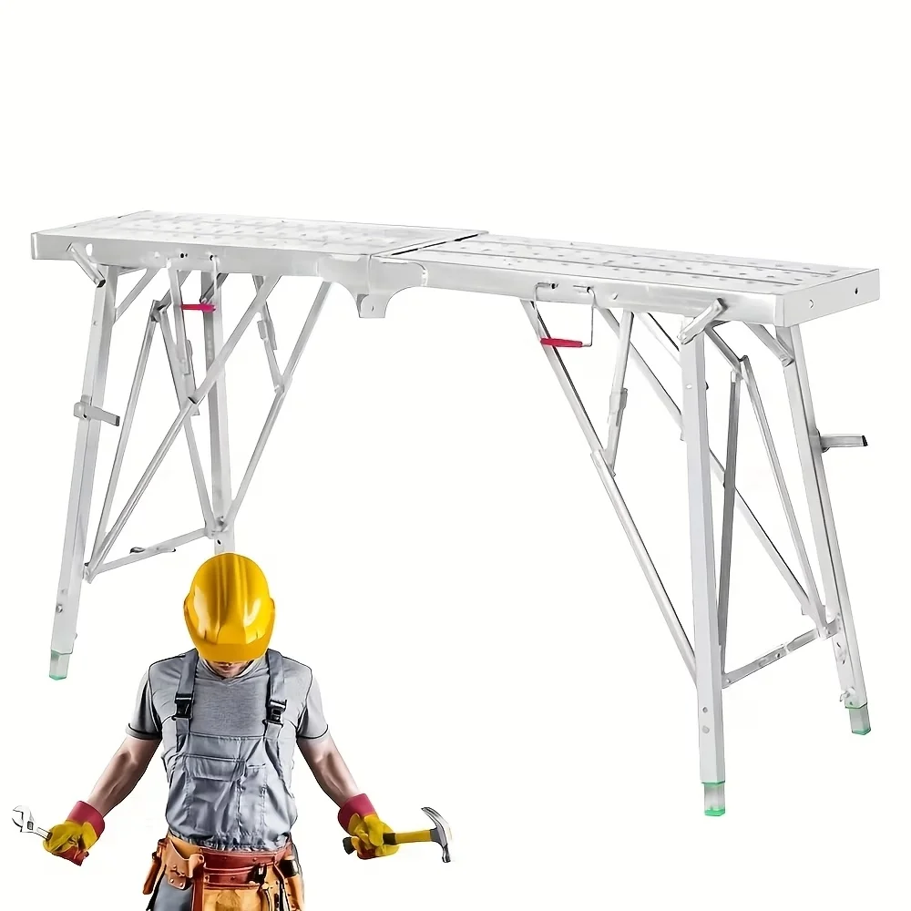 

Sturdy Adjustable Folding Scaffolding | Portable Steel Steps, Reliable Wall Bench, Supports 1500 Lbs for RV Maintenance, Painting, Car Washing, Upholstery Work