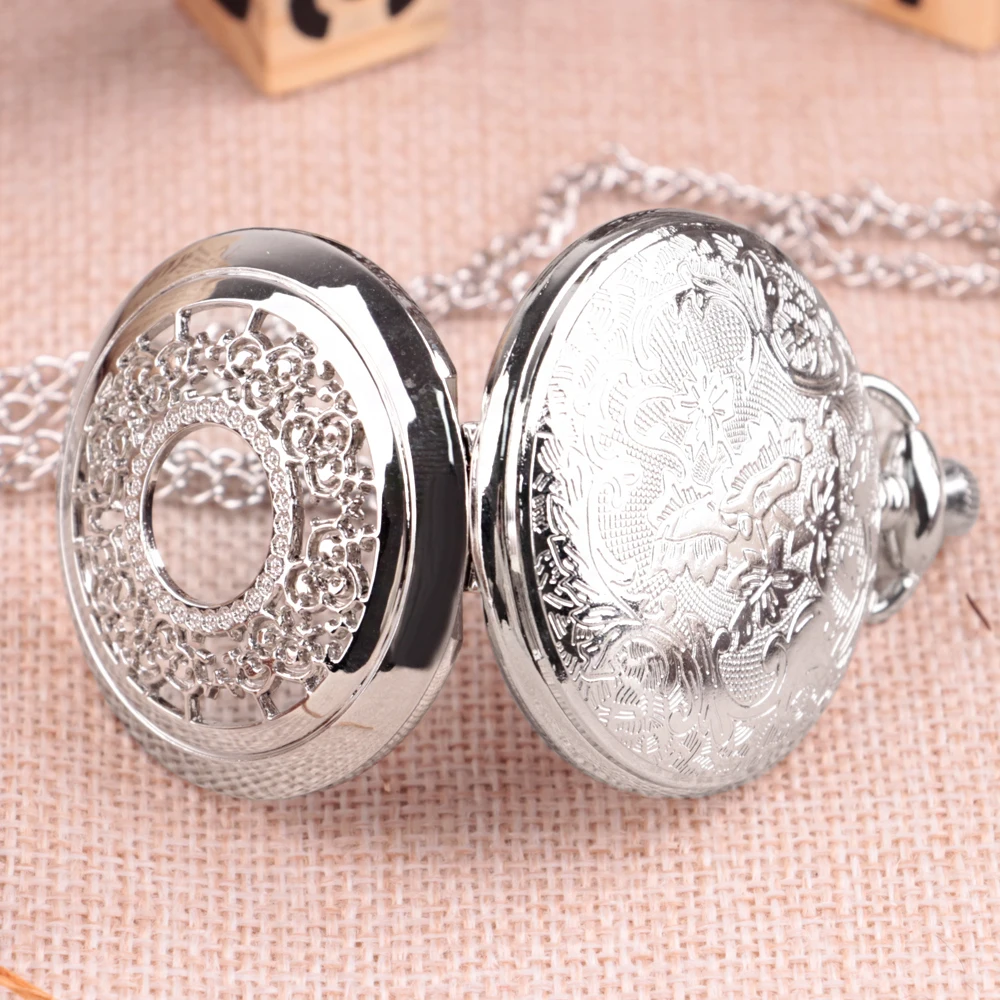 Hollow Starry Blue Dial Design Quartz Pocket Watch Vintage Necklace Gifts Fashion New Men Women Exquisite Watches Relogios