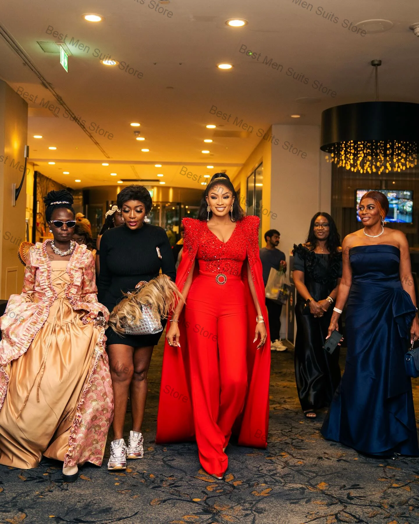 Luksusowy Czerwony Damski Garnitur Dwuczęściowy: Marynarka + Spodnie, Kryształowy Elegancki Żakiet Biurowy, Personalizowane Smokingi Ślubne, Bawełniany Płaszcz