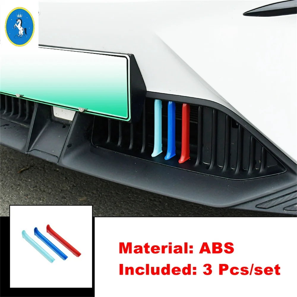 Car Front Center Grill Grille Bar Tricolor Protection Cover Trim Refit Kit Fit For MG 4 EV 2023 2024 ABS Exterior Accessories