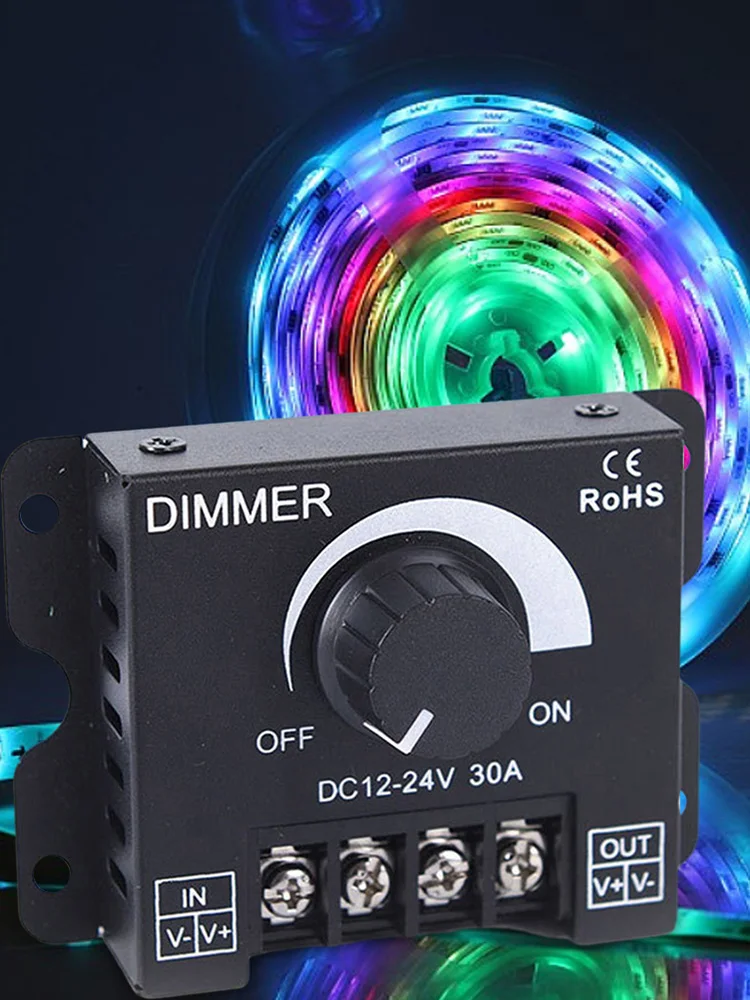 LED باهتة 30A DC12V 24 فولت 360 واط تشغيل/إيقاف التبديل مصباح ليد قطاع باهتة وحدة تحكم لخاصية تخفيض الإضاءة لشرائط ضوء LED لون واحد