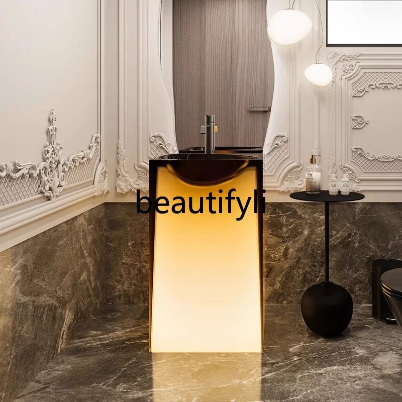 

Transparent luminous crystal resin hotel, hand wash basin, washbasin, column basin