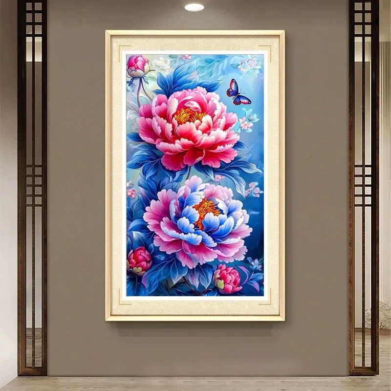 

With Threads Drawing Needles Printed DIY Cross Stitch Kit 9CT 11CT Set For Embroidery kit Needlework Flowers Butterfly