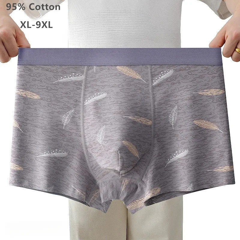 

Мужские хлопковые боксеры, нижнее белье с принтом, бесшовные боксеры 8XL 9XL с высокой талией, большие размеры, антибактериальные трусы с мешочком, мужские трусы