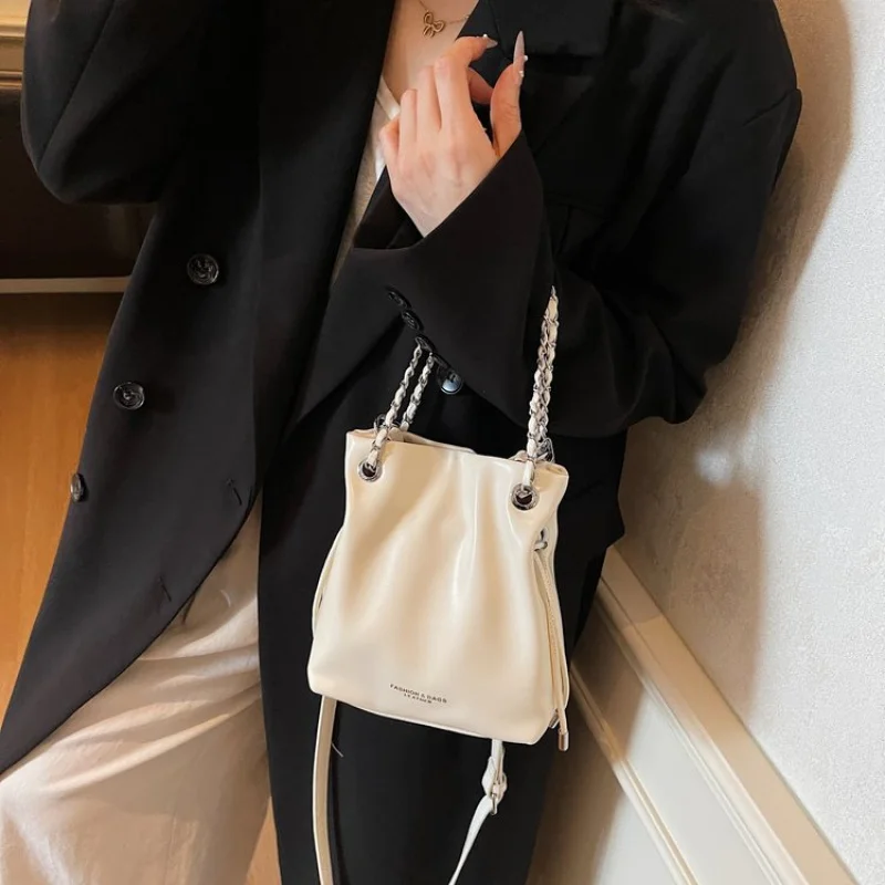 

Artisan Crafted Drawstring Purse For Women Leather Bucket Bag With Intricate Stitching And Handmade Details