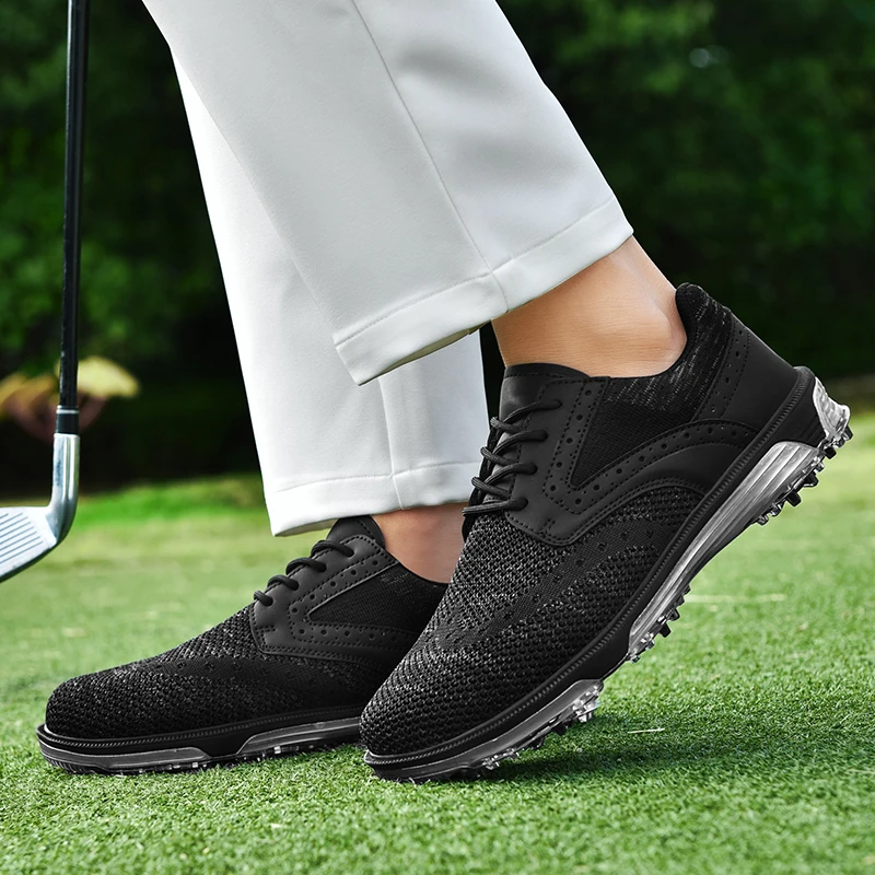 Sapatos de golfe de malha leve profissional para homens, calçados de golfe, treinadores esportivos de golfe, tênis atléticos