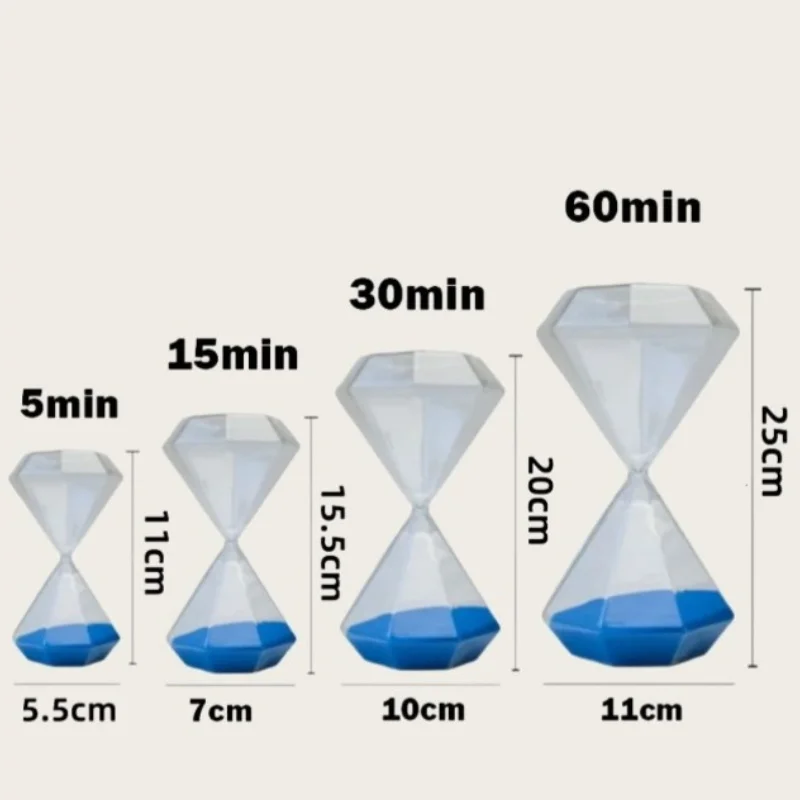 5/15/30/60 Minutes Diamond Styling Hourglass Creative Modern Nordic Ornaments Sand Clock Colorful Handmade Glass Sandglass Timer