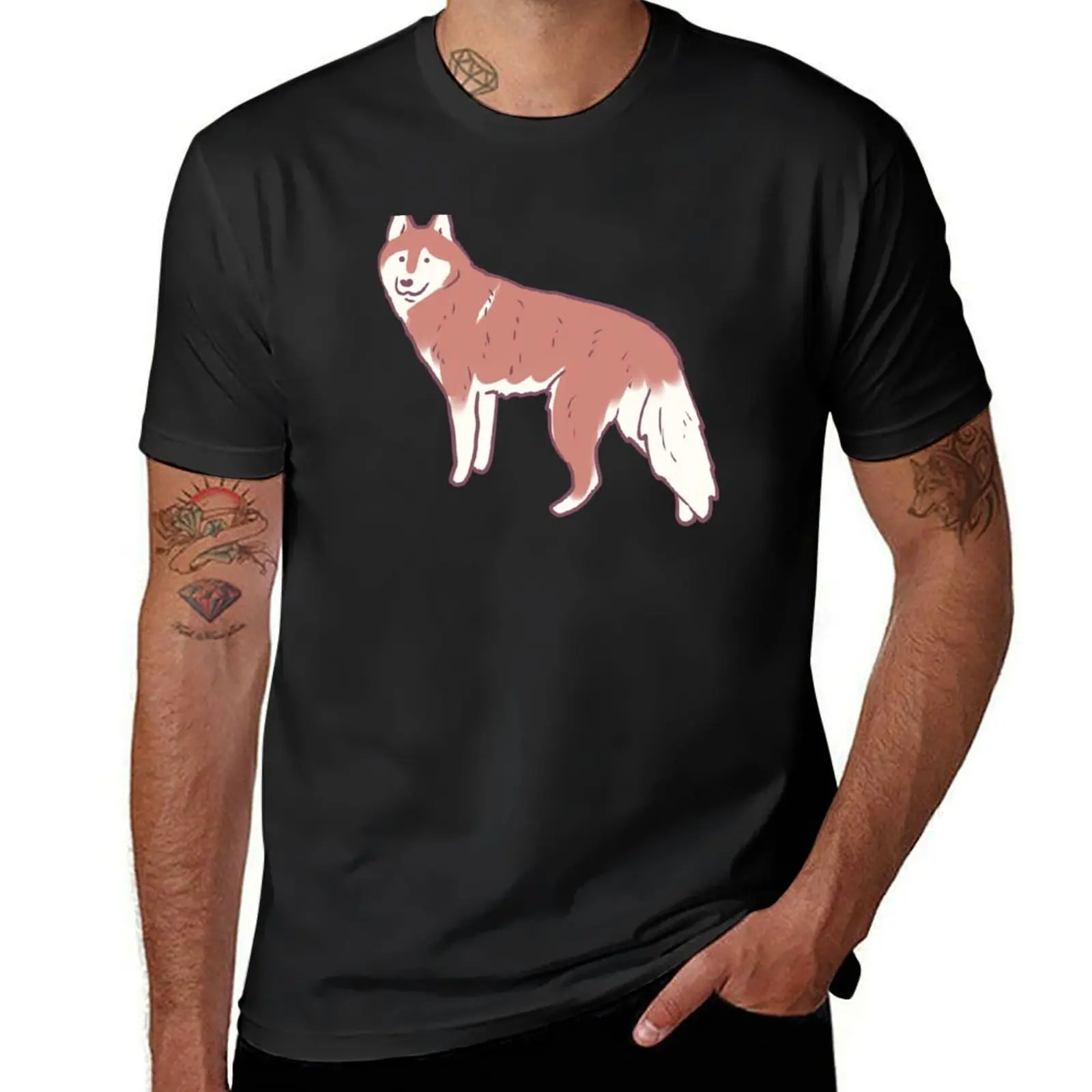 Husky dog T-Shirt sports fans funnys workout shirts for men