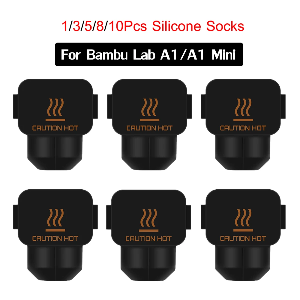 10/8/5/3/1Pcs Silicone Sleeve For Bambu Lab A1/ A1 Mini Silicone Socks Hotend Block Cover Case 3D Printer Parts Heat Insulation