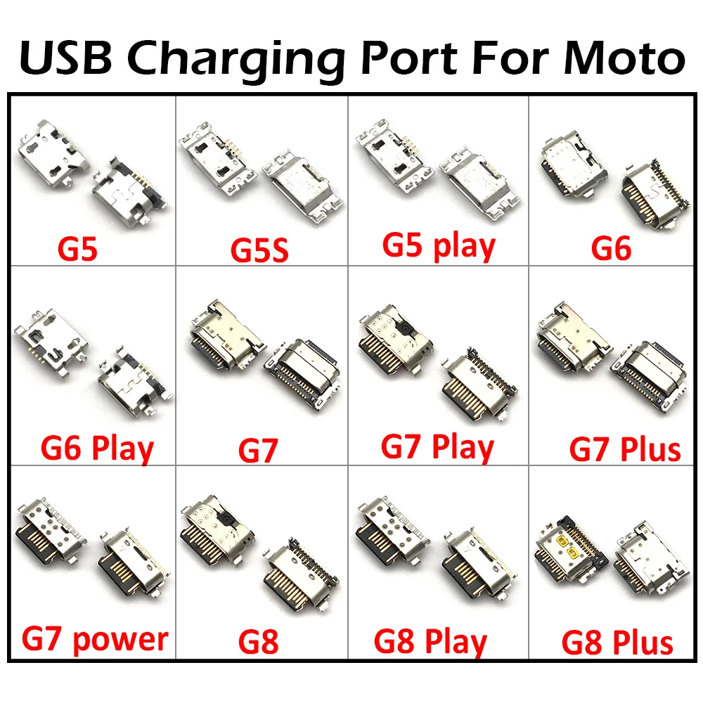 20pcs Micro USB Connector For Motorola Moto G5 G5S G5S G6 G7 Plus G8 G9 Power E7 Edge Mobile Phone USB Jack Charging Socket Plug