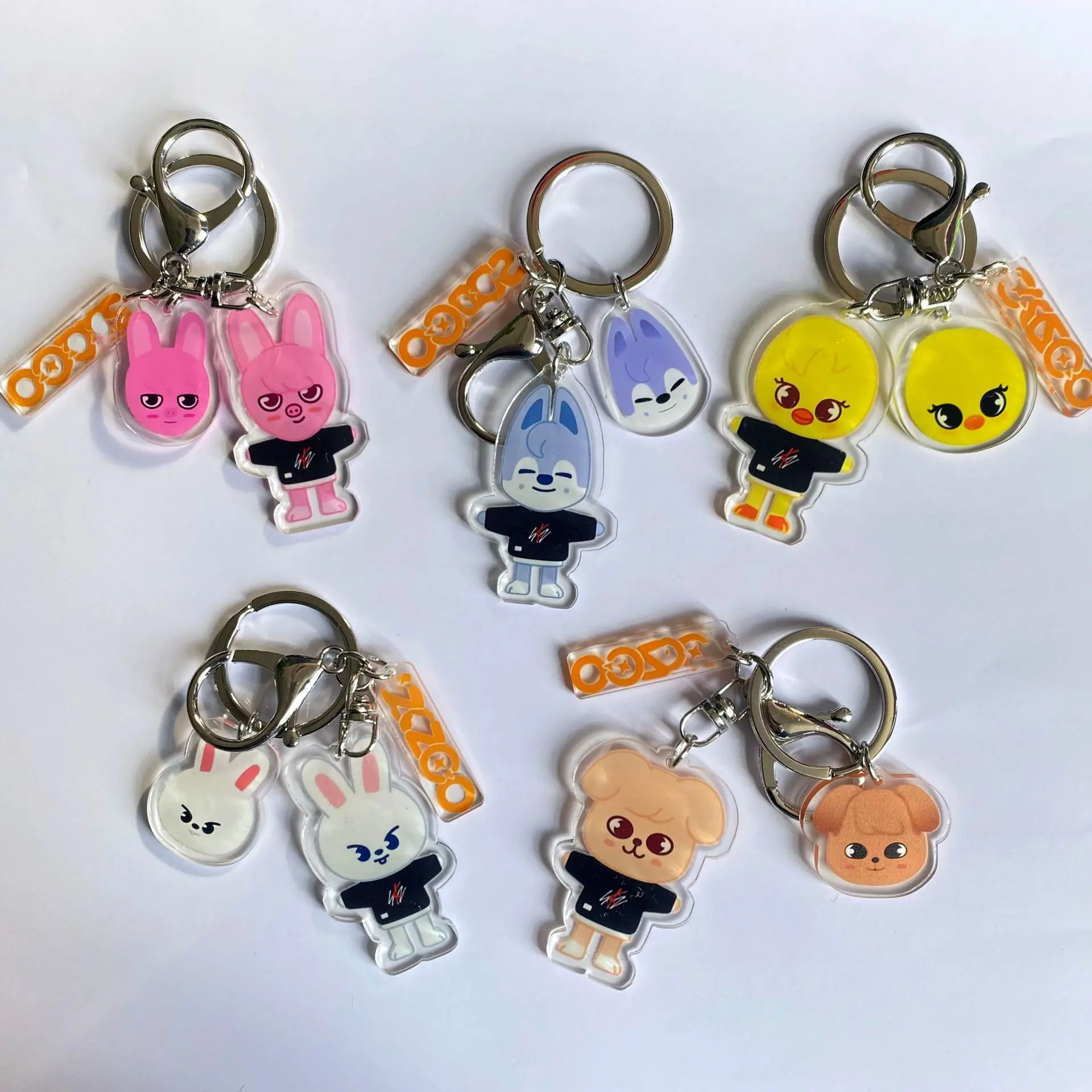 

Skzoo Stray Kids Cartoon Wolfchan Acrylic Double Sided Keychain Accessories Bag Pendant Accessories Periphery Toy Fans Gift