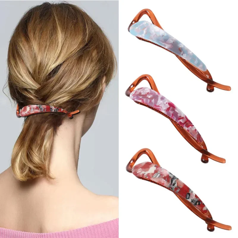 

Конский хвост с леопардовым принтом, простые косы для волос, зажим-банан для женщин и девочек, однотонный акриловый зажим, заколки, головные уборы