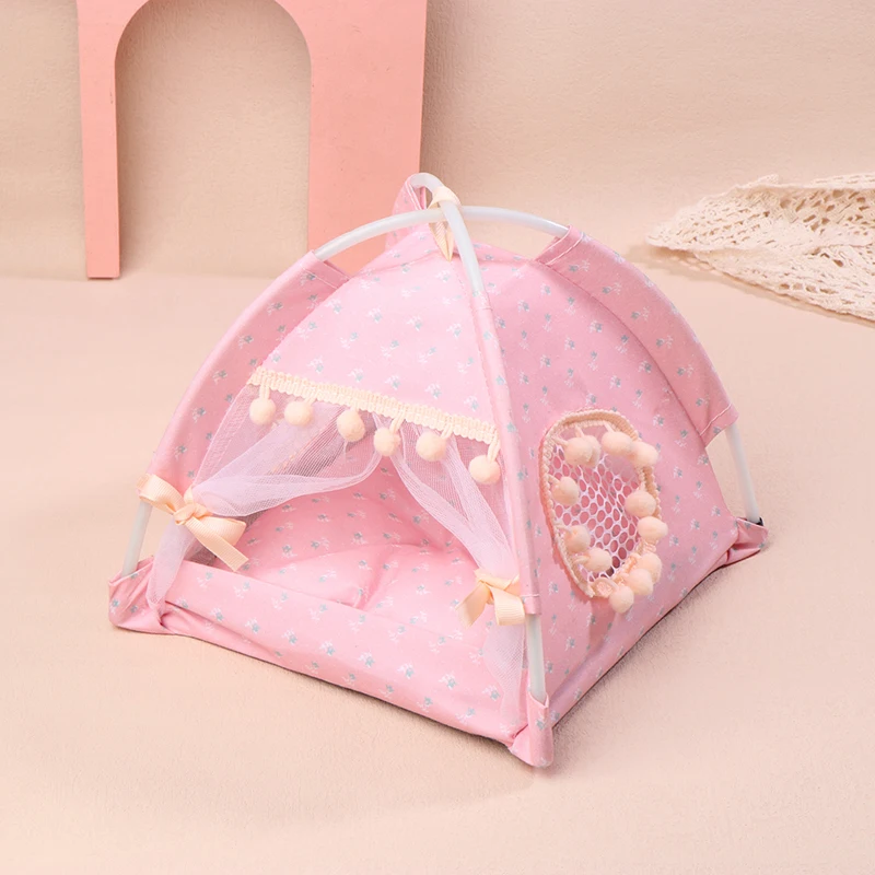 1:12 Dollhouse Simulation Pink Tent Model Mini Doll Travel Camping Decoration Toys Micro Scene Construction Photo Props