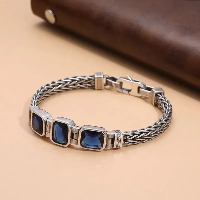 

YISON Bracelet Silver Color Couple's Handmade Woven Women Bracelets Made Old 5MM Vintage Men's Personalized Jewelry Party Gift