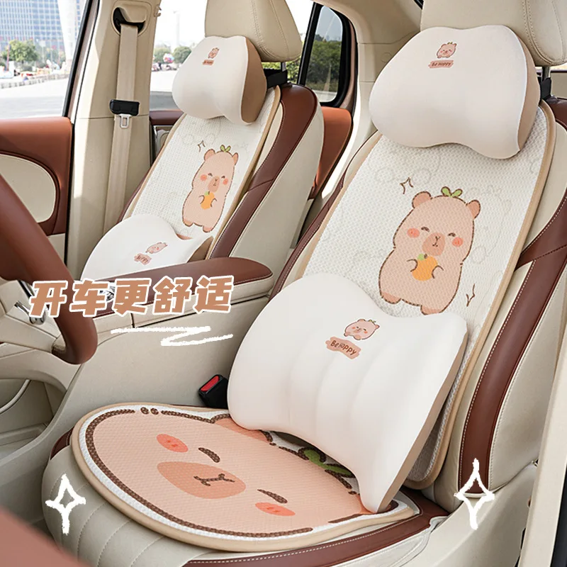 

2024 Cartoon Car Seat Cushion Pad Cute Seat Covers Breathable Auto Chair Mat Fashion Interior Decoration Universal Four Seasons