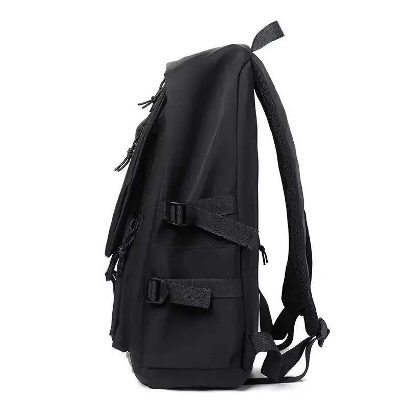 Один 15-дюймовый полиэстер водонепроницаемый сплошной цвет простой мужской рюкзак мода пара студент компьютер рюкзак