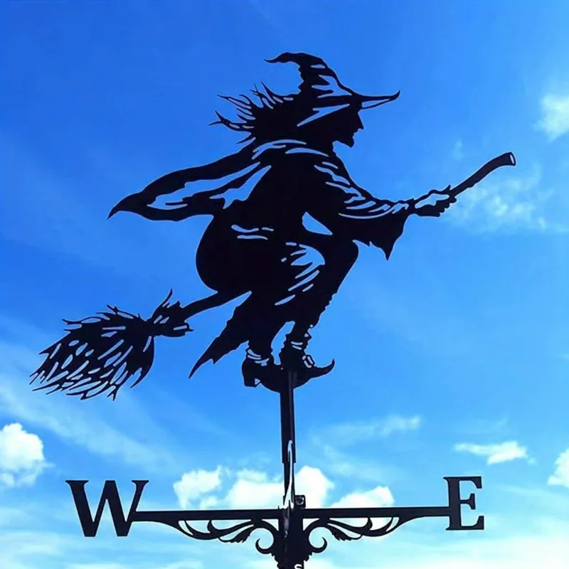 

Black Wind Indicator Weather Vane witch for Garden Shed Wind Direction Roof Mount for Farm Yard Garden Gazebo Decor Weathervanes