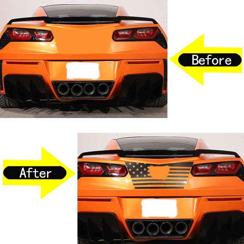 

For 2014-2019 Chevrolet Corvette C7 PVC Carbon Fiber Car Rear Tail Label Film Sticker Car Exterior Decoration Accessories