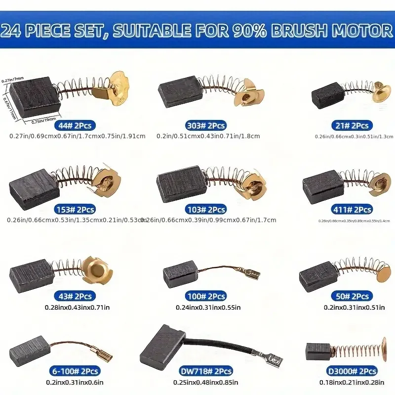 1 Set 24 Pcs Carbon Brush Motor For Different Types Carbon Brush Motor Hedge Trimmer Angle Grinder