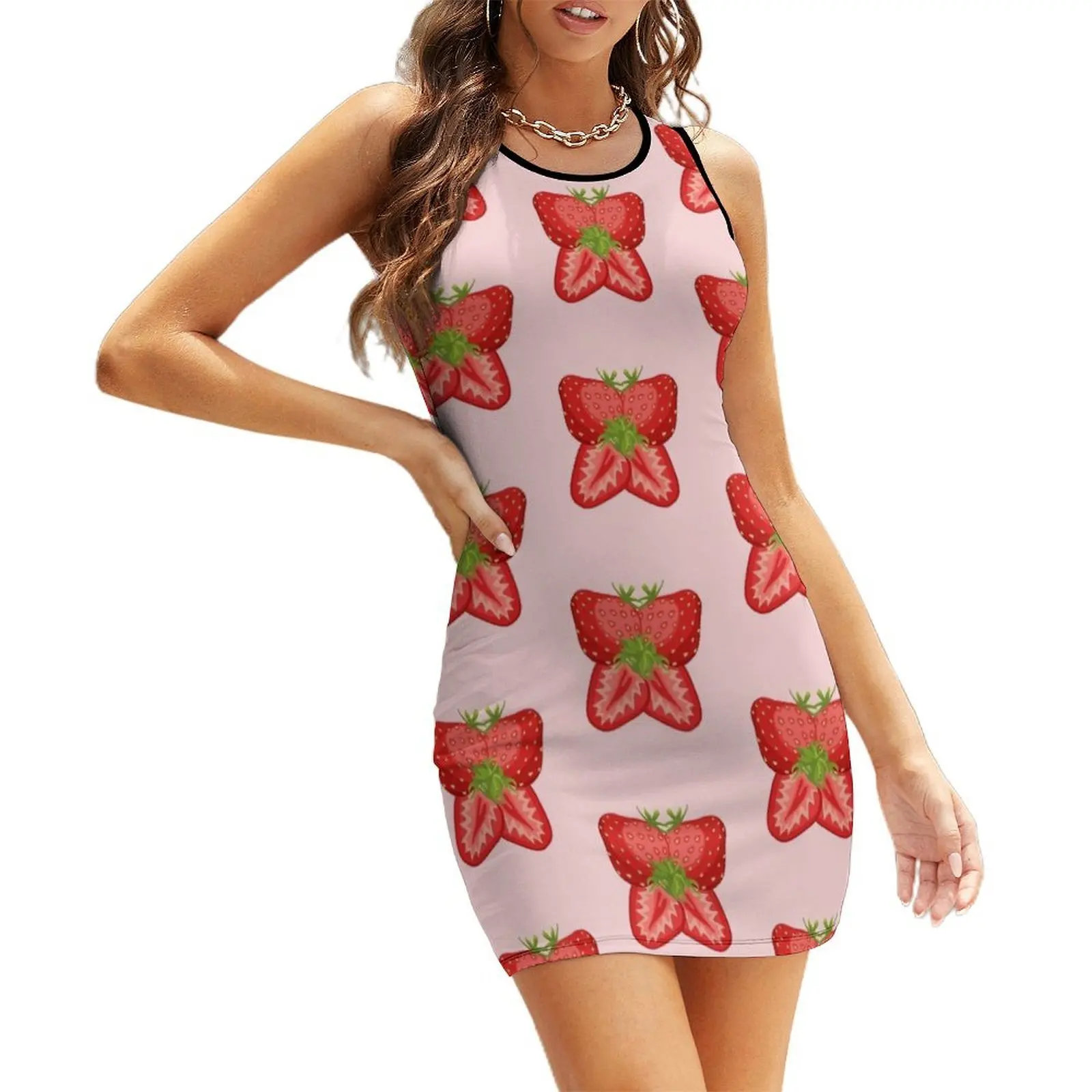 

butterfly strawberry Sleeveless Sundress birthday dress for women luxury 2025 women's dresses luxury summer dress for women 2025