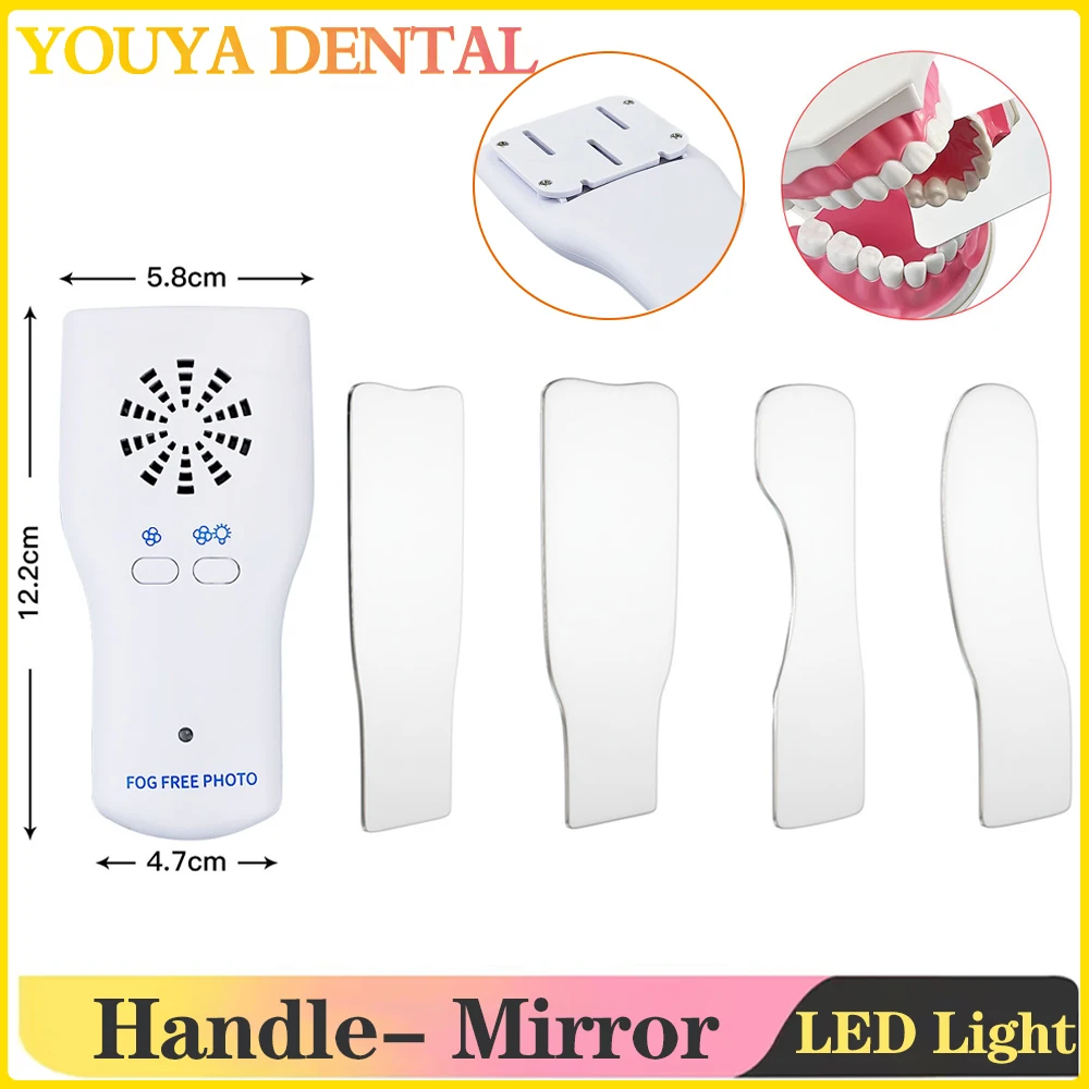 

With LED Light Dental Anti Fog Mirrors Set Mirror Fog Free Intraoral Photography Stainless Steel Dentist Orthodontic Reflectors