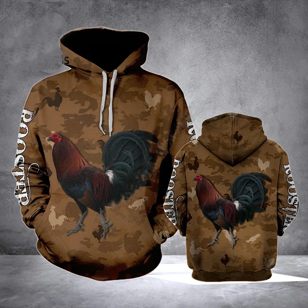 2022 Man's Hoodie Camo Animals Rooster Autumn Pullover New Fashion Tracksuit 3D Print Casual Hoodies