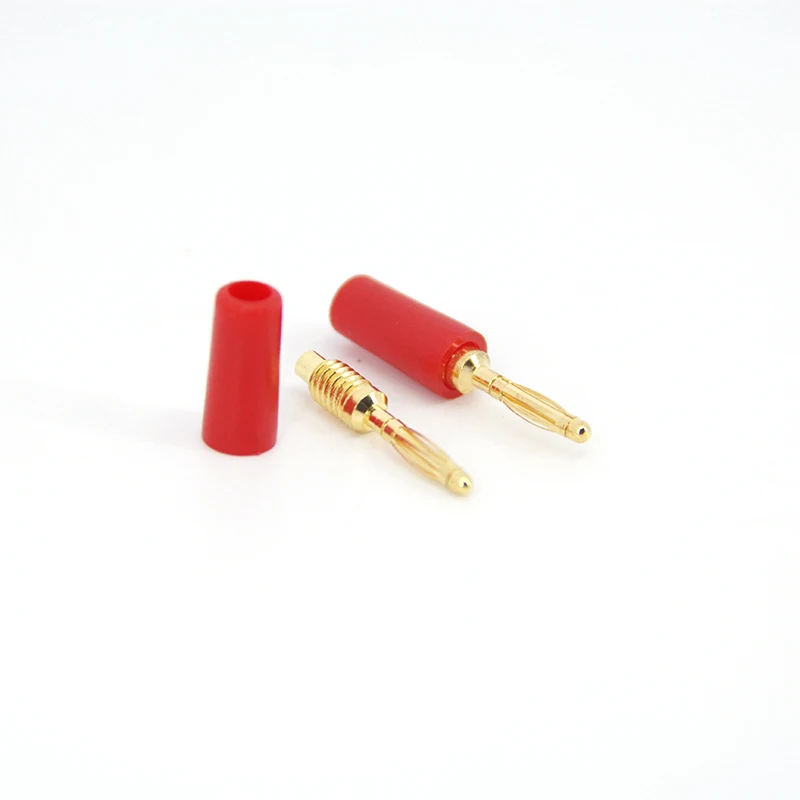 2Mm Vergulde Bananenstekker Elektrische Connector Adapter Zwart/Rood Voor Testsondes Instrument Meter Cctv Kabel Stekker E1