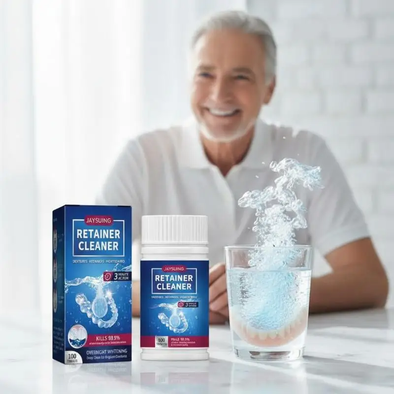 Denture Cleaning Tablets Teeth Brightening Freshen Breath Oral Care Stain Remover for False Teeth
