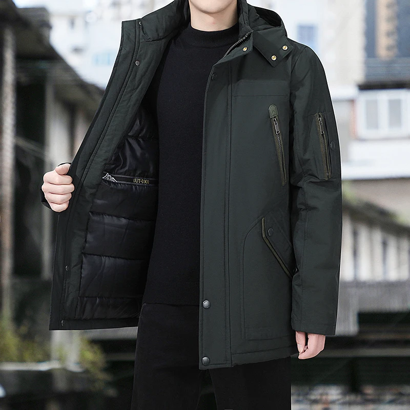 

Winter Men Parkas Hooded Fashion Men Cotton Thick Padded Long Jackets Male Casual Solid Slim Fit Design Outerwear Coats Clothing