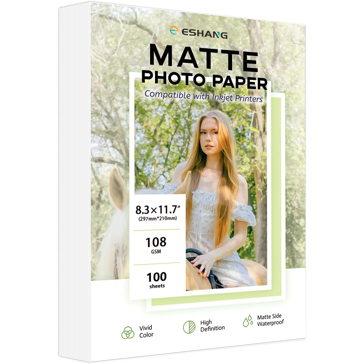 Papier photo simple face A4 finition mate 108g, 100 feuilles pour impression de haute qualité