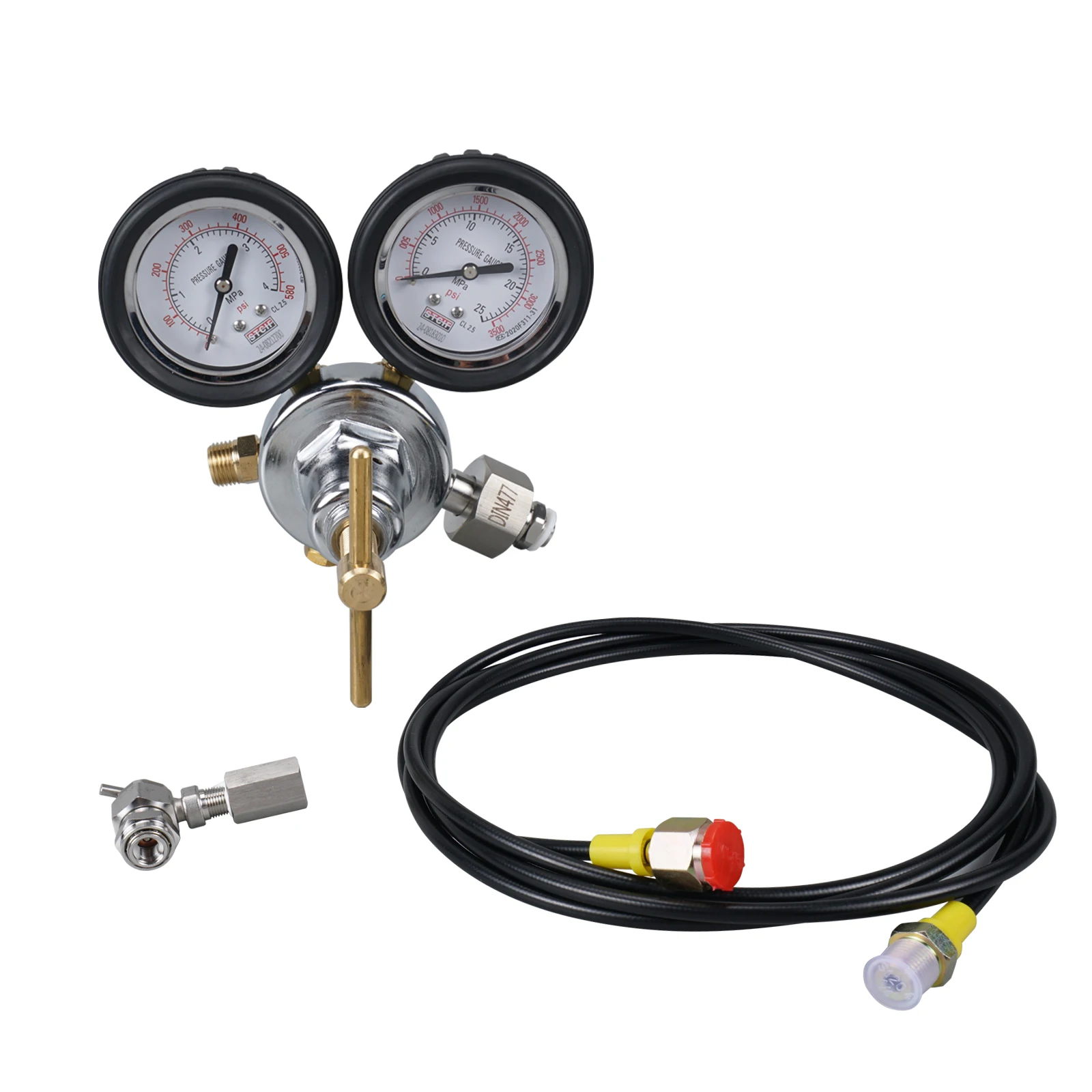 Kit universale di riempimento per ammortizzatori con regolatore di pressione dell'azoto e connettore per valvola Schrader, compatibile con Polaris RZR Raptor, FOX, ATV, UTV, KTM, Yamaha, Honda,