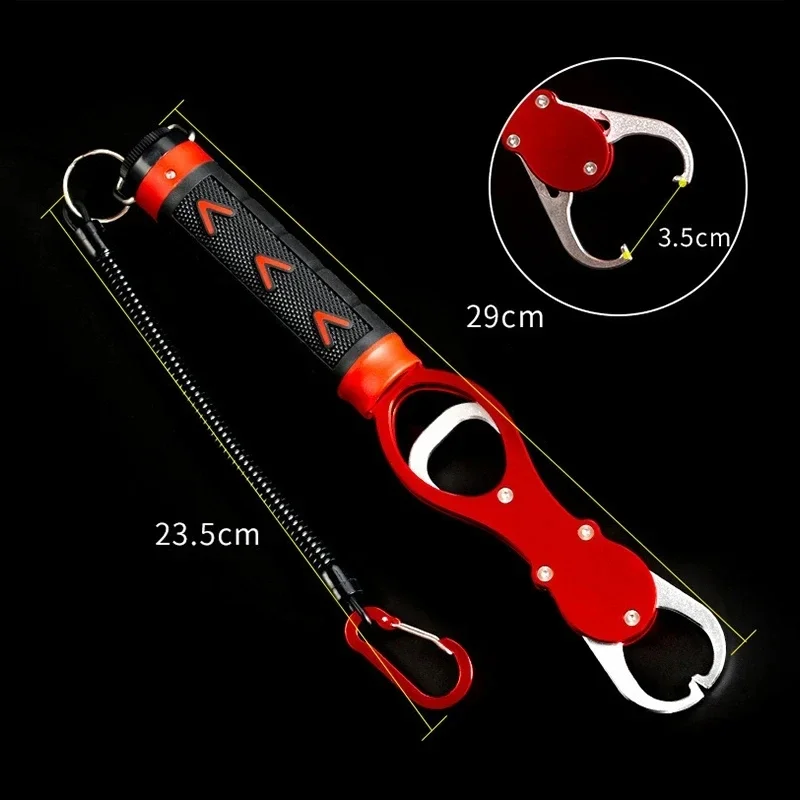 1Pc Fish Lip Gripper with Scale 40 Pound Aluminum Fishing Gripper Professional Fishing Lip Grabber Tool Fishing Gift Men