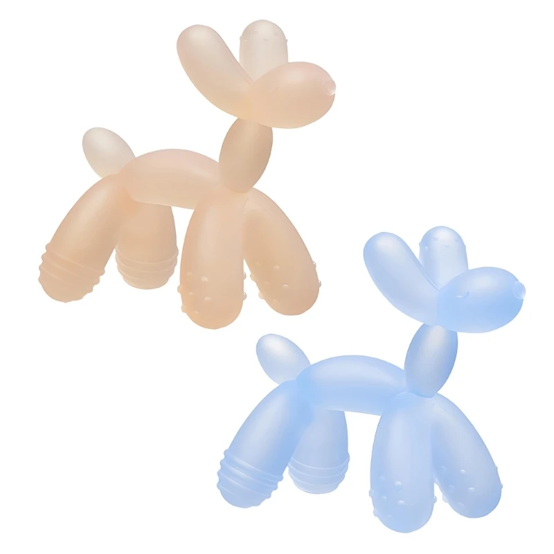 Y4UD Silicone Baby Teether Toy Balloon Dog with Textured Chew Surfaces for Teething Comfort During Daily Chewing