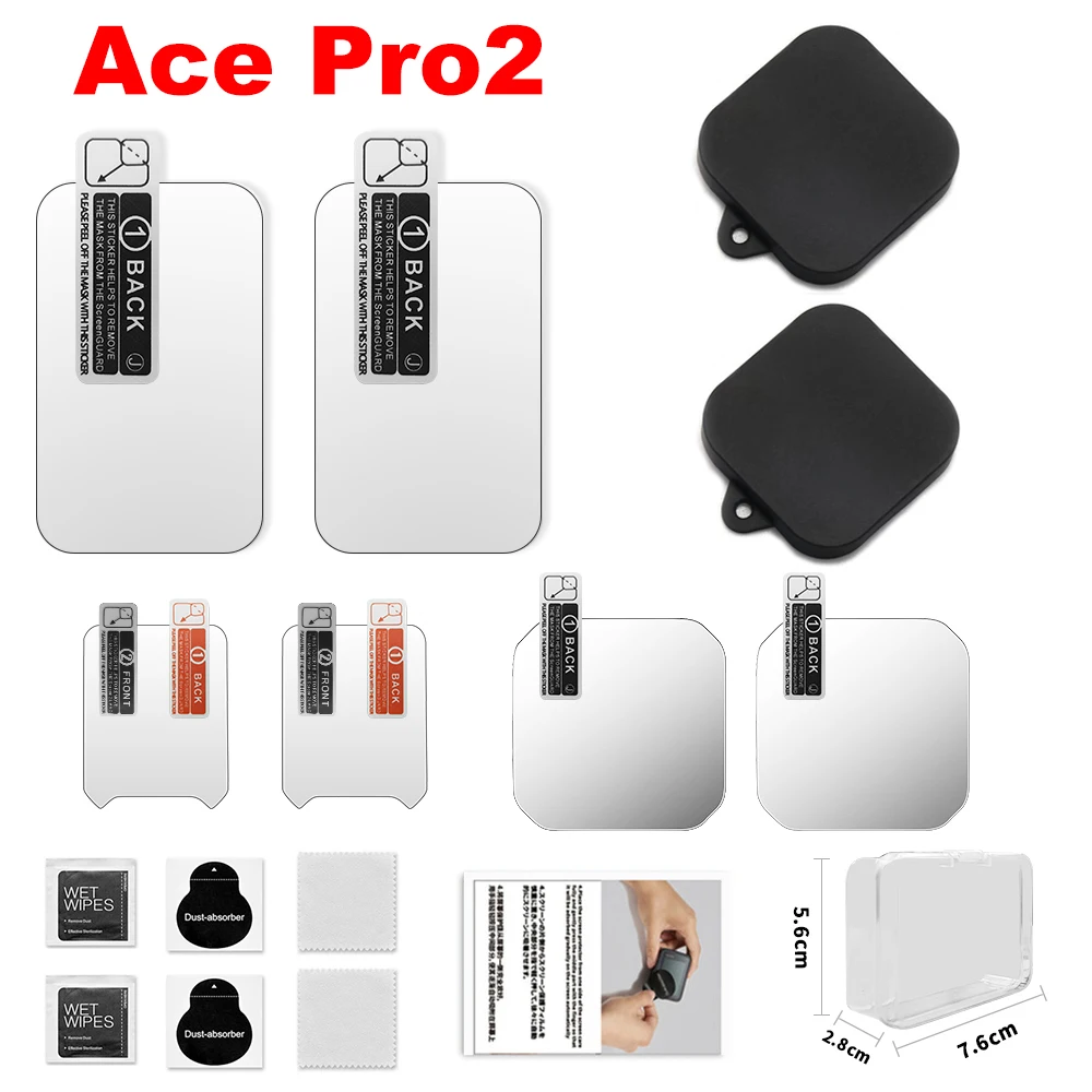 Lens Screen Protector appliable for Insta360 Ace Pro2 LCD Screen + Insta 360 Ace Pro 2 Front Screen Tempered Glass Bubble Free