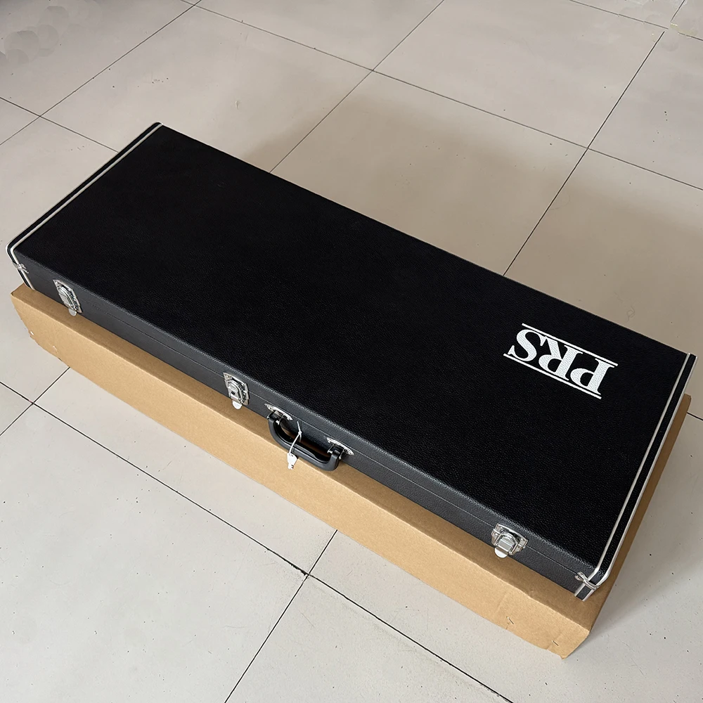 Estuche rígido rectangular negro de alta calidad para guitarras estilo PRS con forro rojo